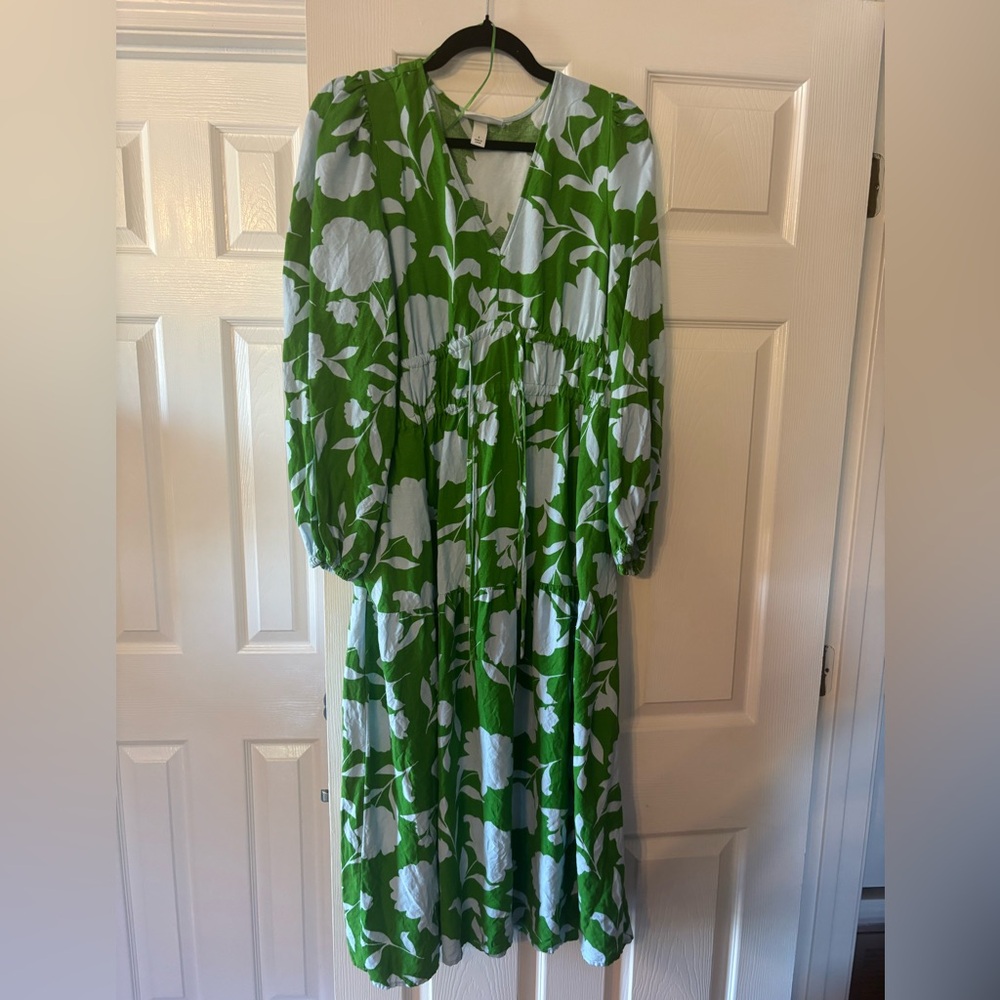 Green and White Floral Dress